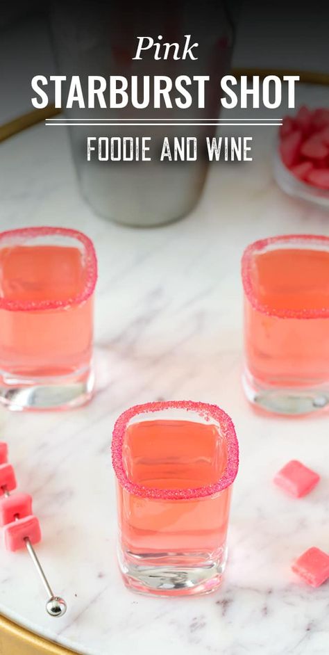 Madras Drink, Shooters Alcohol Recipes, Pink Party Drinks, Starburst Drink, Fruity Shots, Strawberry Shots, Shots Alcohol Recipes, Candy Shots, Shooter Recipes