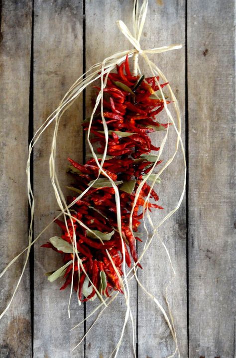 Chili Peppers Garland  Kitchen Decoration by SteliosArt on Etsy Chili Peppers Decor, Dried Chili Peppers, Functional Kitchen Design, Organizational Hacks, Dried Chillies, Dried Peppers, Chilli Peppers, Chilli Pepper, Red Hot Chili Peppers