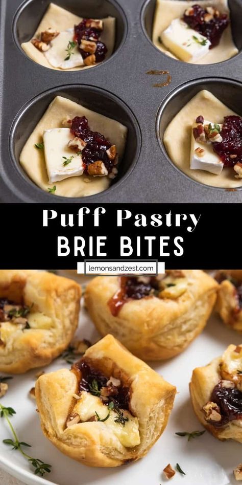 Puff Pastry Brie, Pastry Brie, Puff Pastry Bites, Pastry Bites, Brie Puff Pastry, Simple Appetizer, Puff Pastry Appetizers, Pastry Appetizer, Fancy Appetizers