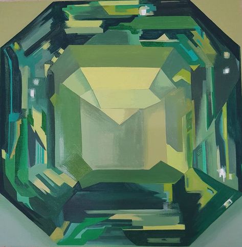 Emerald Painting, White Pyramid, Emerald Art, Abstract Art Deco, Art Deco Paintings, Art Subject, Modern Minimalism, Green Gems, Art Block