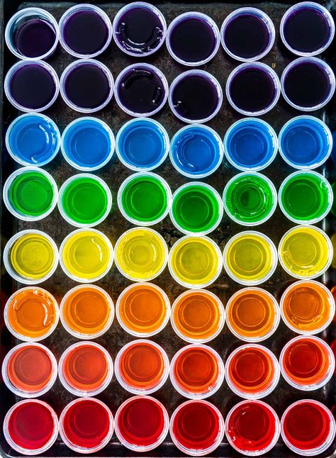 Colorful Jello Shots, Rainbow Drinks Alcohol, Jello Gummies, Rainbow Jello Shots, Nostalgia Party, Scream Party, Cocktails Night, Making Jello Shots, Jello Shooters