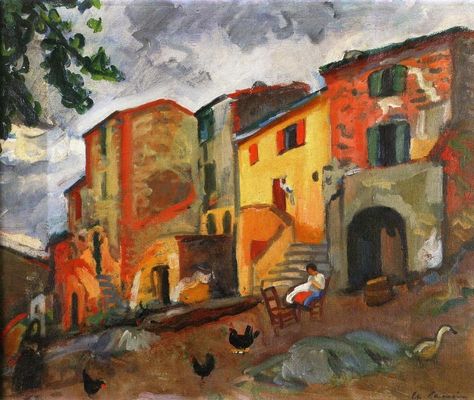 Camoin_Charles-Village_Street_Collioure Fauvism, Art Fauvisme, Maurice De Vlaminck, Andre Derain, Expressionist Landscape, André Derain, Village Street, Museums In Paris, Georges Braque