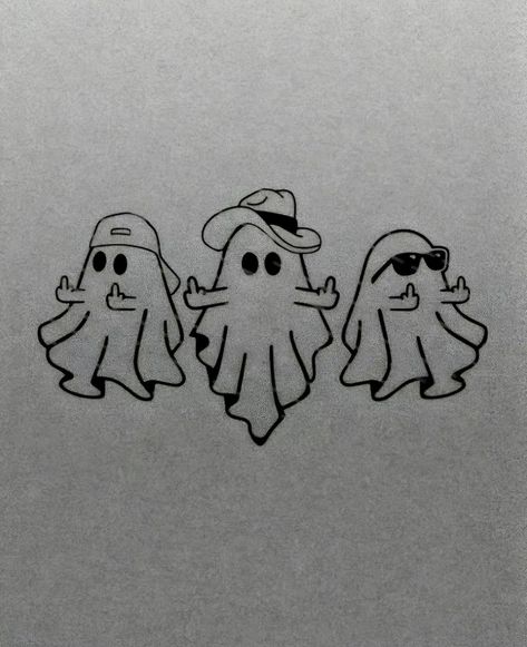 Ghost Bestie Tattoo, Sibling Ghost Tattoos, Brother Sister Tattoo For 3 Sibling, Matching Tattoos For 3 Brothers, Brother And Sister Tattoo Ideas Funny, Friend Group Tattoo Ideas, Group Of 5 Tattoo Ideas, Tattoo For 3 People, Set Tattoo Friends