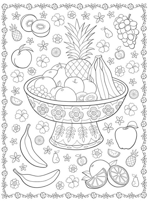 Dover Coloring Pages, Dover Publications Coloring, Creative Haven Coloring Books, Color By Number Printable, Fruit Coloring Pages, Dover Publications, Coloring Supplies, Colouring Pics, Colouring Printables