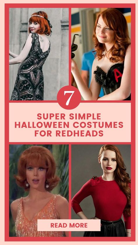 Easy Red Head Costume Ideas, Halloween Costumes 2023 Red Hair, Red Head Womens Halloween Costumes, Womens Halloween Costume Ideas Red Hair, Costume Ideas Women Red Hair, Costumes For Strawberry Blondes, Red Wig Halloween Costumes Ideas, Redhair Halloween Costume, Easy Redhead Costume