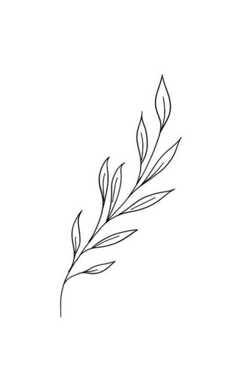 Tattoo Leaf Designs, Laurel Branch Tattoo, Simple Leaves Tattoo, Olive Branch Line Art, Hand Line Tattoo, Leaf Tattoo Stencil, Fine Line Leaf Tattoo, Minimalist Plant Tattoo, Simple Plant Tattoo