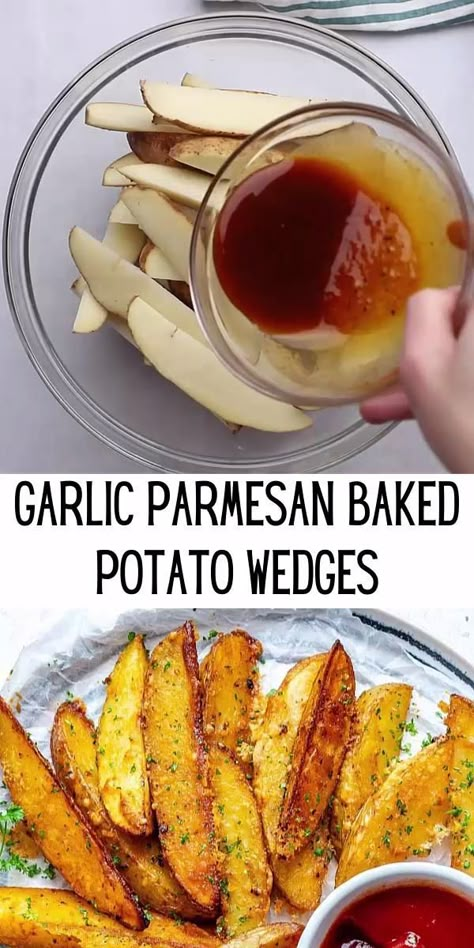 Garlic Potato Wedges, Baked Potato Wedges Recipe, Baked Potato Wedges, Potato Wedges Recipe, Wedges Recipe, Potato Wedges Baked, Cheese Baked, Potato Recipes Side Dishes, Baked Garlic