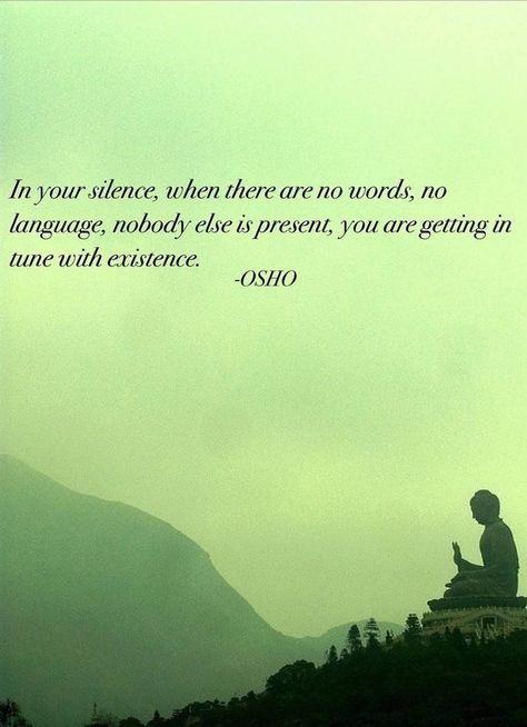 Love your silence, it's where you get in tune with #existence #osho #quote Osho Quotes On Life In English, Existence Quotes, Osho Quotes Love, Osho Quotes On Life, There Are No Words, Silence Quotes, Gandhi Quotes, Osho Quotes, Rumi Quotes