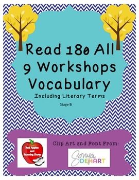 Bundle (WS 1-9) Read 180 Stage B Vocabulary Flash Cards an Middle School Reading, Read 180 Middle School, System 44, Quiz Quiz Trade, Intervention Classroom, Read 180, Vocabulary Flash Cards, Literary Terms, Word Wall Cards