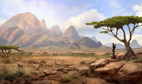 ArtStation - Solomon Kane - Africa 2 Landscape, Guillem H. Pongiluppi Solomon Kane, Savannah Art, African Landscape, African Plains, Illustration Landscape, Afrique Art, Art Landscapes, Landscape Concept, Africa Art