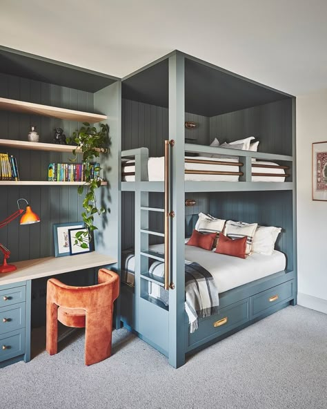 Boys Bunk Room, Room With Bunk Beds, Blakes London, Modern Loft Bed, Bunk Beds Boys, Bunk Bed With Storage, Custom Bunk Beds, Diy Bunk Bed, Bunk Beds Built In