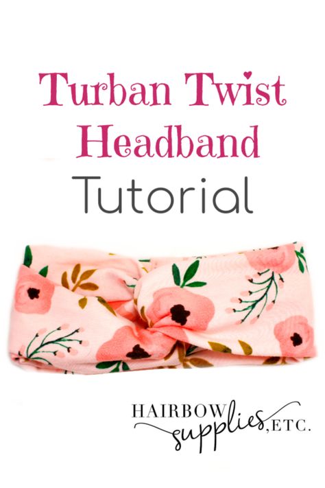 Learn how to make a twist turban headband with our sewing tutorial! The twisted turban head wrap is such a fun project and a quick DIY sewing project to make!  You'll love the softness of the fabric and how great it looks! Our pattern includes instructions for babies, children, and adults! Syprosjekter For Nybegynnere, Headband Sewing, Baby Band, Projek Menjahit, Diy Sy, Twisted Turban Headband, Headband Tutorial, Sew Ins, Baby Turban