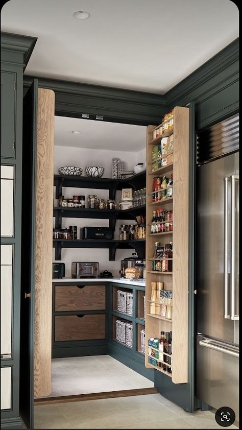 Photo - Google Photos Tom Howley Kitchens, Tom Howley, Pantry Layout, Hidden Pantry, Pantry Room, Kitchen Pantry Design, Pantry Ideas, Kitchen Extension, Pantry Design