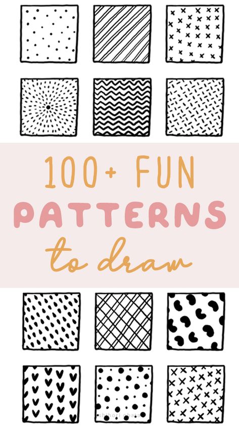 100+ Fun, Easy Patterns to Draw Step By Step Patterns Drawing, Easy To Paint Patterns, Easy Doodles Patterns Simple, Pattern Drawing Ideas Easy, Patterns Drawing Simple Doodle Art, Simple Doodle Patterns, Basic Patterns Drawing, Drawing Ideas Easy Doodles Pattern Simple, Easy Patterns To Draw Simple