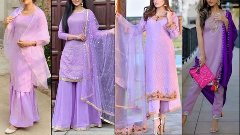 Lavender Dress Combination | Lilac Colour Punjabi Dress | Lavender Suit Design | Lavender Dress Lavender Dupatta Combination, Lavender Colour Combination Dress, Lavender Colour Suit Design, Lavender Colour Suits For Women, Lavender Dress Design, Lavender Kurta For Women, Light Purple Suit Women Indian, Lavender Color Suit, Lavender Punjabi Suit