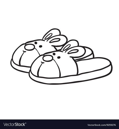 Black And White Bunny, Ocean Room Decor, Slippers Cartoon, Cartoon Download, Shoe Sketches, Pajama Day, Bear Slippers, Bunny Slippers, Cartoon Shoes