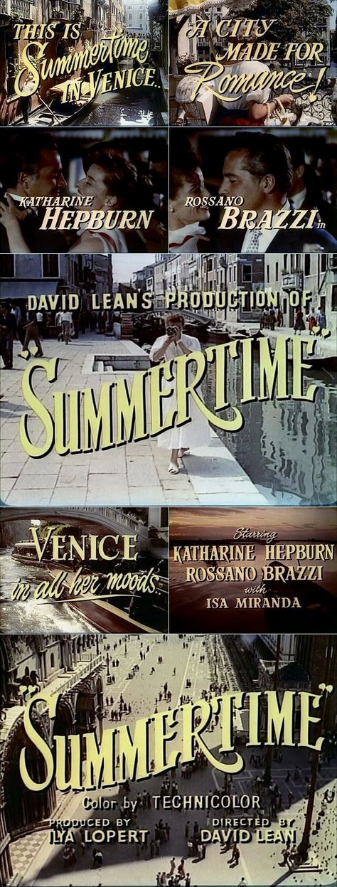 Old Movie Titles, Movie Opening Titles, Magazine Title Page, Summertime 1955, Movie Title Design, Movie Lettering, Title Typography, Movie Typography, Evening Movie