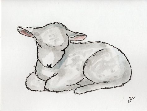 How To Draw A Lamb Step By Step, Wolf And Sheep Drawing, Shepherd And Sheep Drawing, Sleeping Lamb Drawing, Counting Sheep Illustration, Christian Lamb Tattoo, How To Draw A Lamb, Baby Lamb Drawing, Simple Christian Drawings