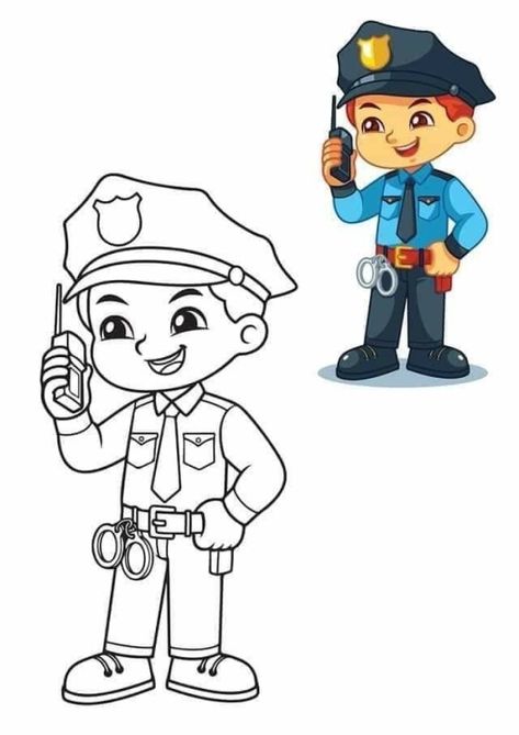 Meserii Gradinita Craft, Super Hero Coloring Sheets, Community Helpers Crafts, Preschool Painting, Fire Crafts, Avengers Coloring Pages, Police Man, Free Kids Coloring Pages, Colorful Borders Design