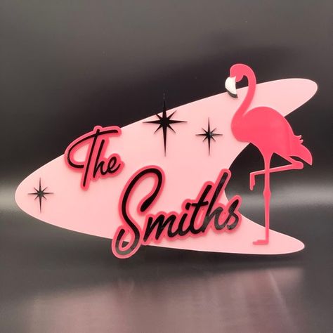 3D Mid Century Modern atomic Flamingo Family Name - Etsy Atomic Decor, Address Signs, Cocktails Sign, Family Name Sign, Retro Sign, Century Decor, The Smiths, Mid Century Modern Decor, Family Name Signs