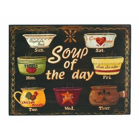 Soup of the Day Wood Sign Plaque 16inch Black Country Kitchen Wall Decor ** Read more at the image link. (This is an affiliate link) #HomeDecorPlaques Kitchen Printables, Soup Of The Day, French Onion Chicken, Onion Chicken, Fiber Rich Foods, Clam Chowder, Healthy Soup Recipes, Healthy Soup, Country Kitchen