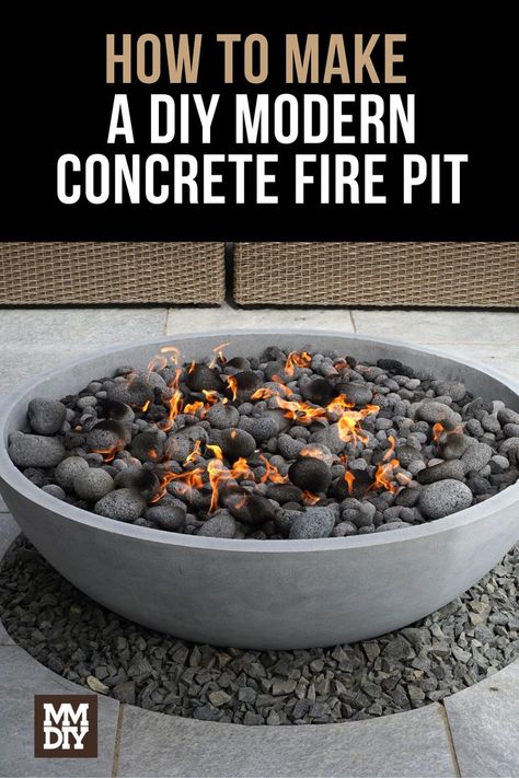 How to Make a DIY Modern Concrete Fire Pit from Scratch Diy Concrete Fire Pit, Concrete Fire Pit, Modern Fire Pit, Diy Bowl, Concrete Bowl, Concrete Diy Projects, Concrete Fire Pits, Fire Pit Bowl, How To Make Fire