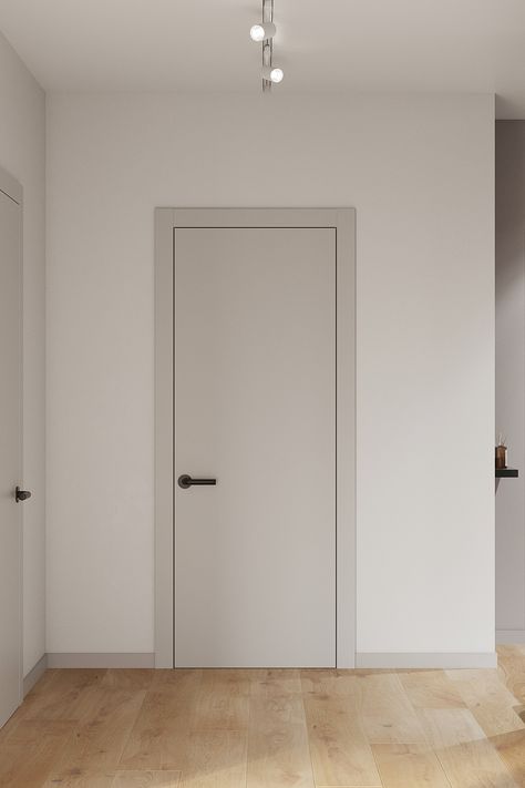 Scandi Door Design, East Coast Modern, House Internal Doors, Scandi Internal Doors, Interior Doors Modern Minimal, Plain White Doors Interior, Japandi Door Color, Scandi Door Handles, Internal House Doors