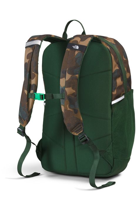 A back panel and shoulder straps sized for tweens and younger teens bring superior comfort to a backpack constructed to hold an entire day's essentials. The roomy interior sports a padded laptop sleeve and plenty of pockets to keep everything they need organized and at hand. Exterior pockets and toggled bungee cords stow water bottles and larger essentials to take them across campus or out for a weekend hike. Two-way top-zip closure   Top carry handle; adjustable backpack straps   Adjustable sternum strap with squeeze buckle   Reflective details enhance visibility in low light or at night   600-denier shell with PFC-free durable water-repellent (DWR) finish   Recycled polyester   Imported   PFC-free, durable water-repellent coating is free of per- and poly-fluorinated chemicals, some of wh Sports Backpacks, Boys Backpack, North Face Bag, Court Jester, North Face Kids, Bungee Cords, Weekend Hiking, Boys Backpacks, Travel Collection