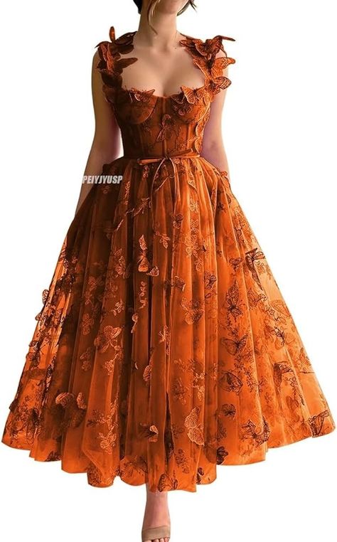 Rusty Orange Prom Dress, Orange Gown Dress, Burnt Orange Wedding Dress, Orange Princess Dress, Whimsical Bridesmaids Dresses, Burnt Orange Prom Dress, Orange Formal Dress, Burnt Orange Dresses, Orange Party Dresses