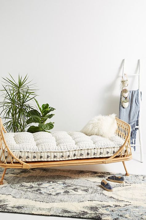 Pari Rattan Daybed By Anthropologie in Beige Size ALL British Colonial Furniture, Rattan Daybed, Daybed Cushion, Daybed Mattress, Hanging Furniture, Colonial Furniture, Ideas Hogar, Day Bed, Rattan Furniture