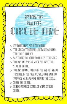 Teachers Pay Teachers Restorative Practices Elementary Circles, Restorative Practices Kindergarten, Restorative Circles Elementary, Restorative Practices School, Circle Of Courage, Counselor Classroom, Restorative Circles, Community Circle, Closing Circle