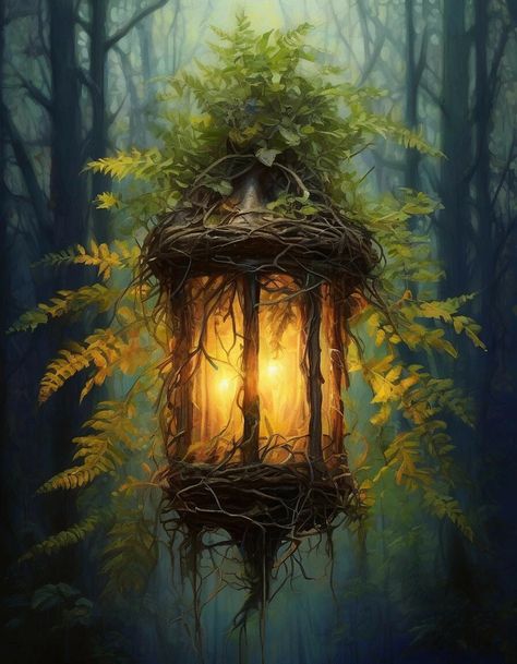 Baba Jaga, Lantern Art, Forest Drawing, Garden Mural, Lantern Ideas, Fairy Home, Dreamy Artwork, Forest Illustration, Fantasy Forest