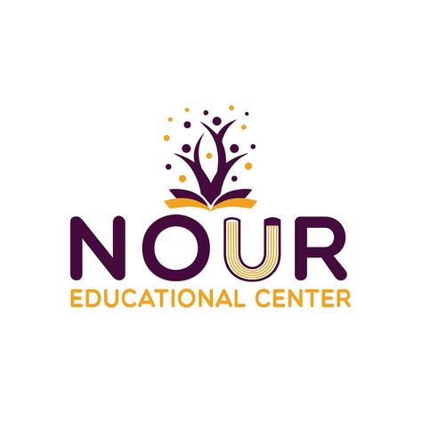 Nour Educational Center Logo on Behance Education Center Logo, Learning Center Logo, Nature Logo Design, Nature Logo, Language Centers, Youth Center, Center Logo, Student Center, Social Post