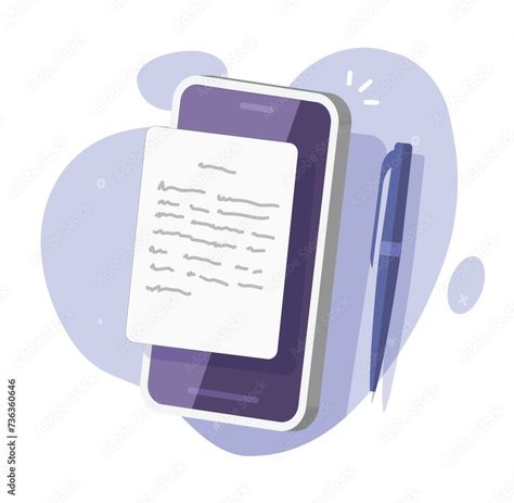 Writing text content on mobile cell phone app vector icon graphic 3d illustration, creating letter via pen on cellphone smartphone, typing essay story on screen image clipart Stock Vector | Adobe Stock Cell Phone App, Writing Text, Inspiration Painting, Art Inspiration Painting, Phone Apps, Website Design Inspiration, 3d Illustration, Vector Icons, Adobe Stock