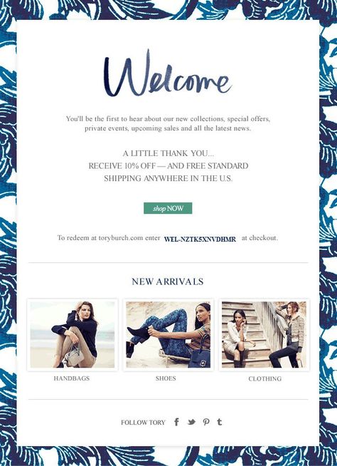 toryburch welcome Email Marketing Design Layout, Characteristics Of Living Things, Mailing Design, Message Template, Event Planning Worksheet, Birthday Email, Blog Post Template, Welcome Emails, Online Message