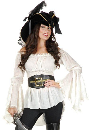 Pirate Lady Vixen Blouse - Small - Dress Size 6-8 Angelica Bell, Adult Pirate Costume, Pirate Lady, Pirate Costume Diy, Pirate Shirt, Female Pirate Costume, Poet Shirt, Pirate Halloween Costumes, Belt Blouse