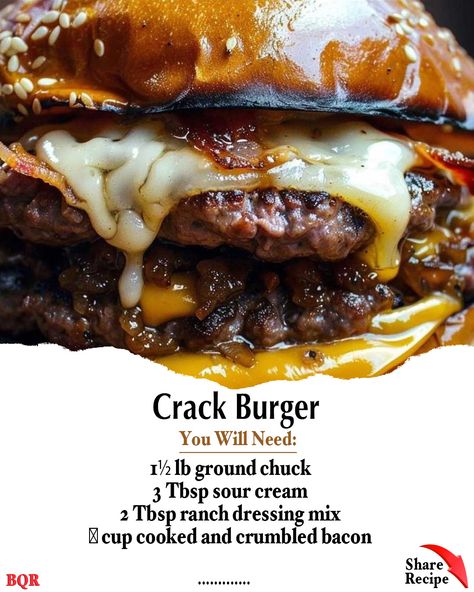 Crack Burger – burgers loaded with cheddar, bacon, and ranch! Our all-time favorite burger! We always make extra and freeze the patties for later. Skip the bun for a gluten-free and low-carb meal. Add these Burger On Blackstone, Cracked Burgers, Ground Chuck Burgers Recipes, Hamburgers On Blackstone Griddle, Burger Meat Recipes Ground, Black Stone Burgers, Blackstone Burger Recipes, Blackstone Griddle Recipes Dinners Low Carb, Hamburger Patties Meals