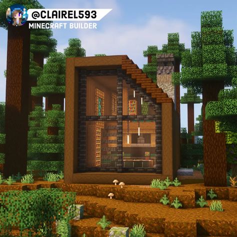 Dark Oak Modern Cabin Doing a series with the different wood colors... Minecraft Dark Wood House, Minecraft Dark Oak Builds, Minecraft Modern Cabin, Dark Oak House Minecraft, Dark Oak Minecraft House, Different Wood Colors, Dark Modern House, Modern Wooden House, Minecraft Modern