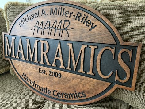 The customer wanted his logo and business name on a sign that could be displayed during his Youtube videos. This is the final product. The sign was milled from 1" cherry and is about 3 feet wide. I used Aspire 8.5 for the design and cut it on my Legacy Maverick 3 x 5 CNC. Cnc Business Ideas, Wood Cnc Ideas, Cnc Signs Ideas, Cnc Signs, Router Signs, Wood Pallet Wall Art, Cnc Machine Projects, Cnc Wood Router, My Legacy