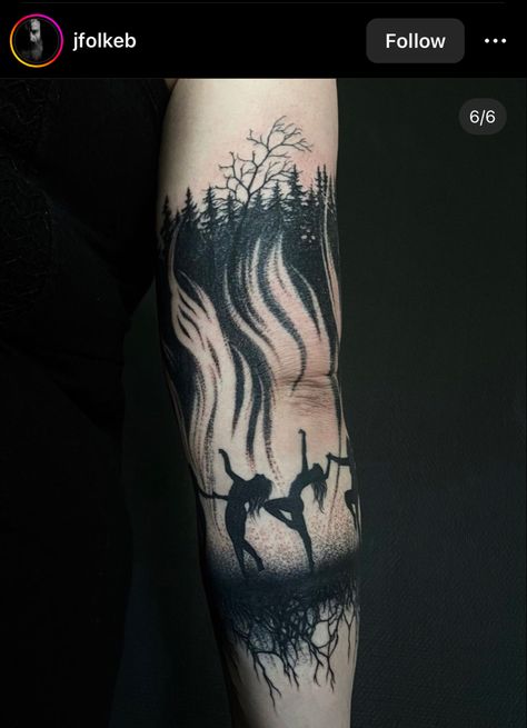 Creepy Forest Tattoo, Witch Tattoos, Forest Tattoo, Skulls Art, Cool Tattoo Ideas, Geisha Tattoo, S Tattoos, Witch Tattoo, Forest Tattoos