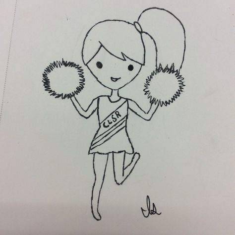 A cheerleader drawing! Cheerleading Drawings, Cheerleader Drawing, Cheerleading Party, But Im A Cheerleader, Toe Touches, Drawing Ideas Easy, Cute Cheerleaders, Cheer Outfits, Cheerleading Outfits