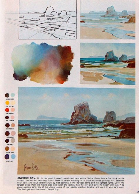 Painting how to draw and paint seascapes & landscapes How To Paint Seascapes, How To Watercolor Landscapes, Painting Ocean Tutorial, Watercolor Art Landscape Tutorial, How To Draw Sand, Seascape Paintings Watercolor, Watercolor Landscape Paintings Tutorials, How To Draw Landscape, Sea Scapes Paintings