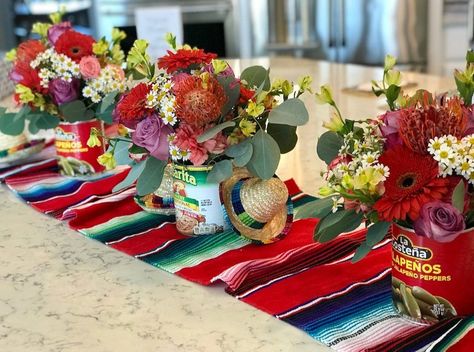 Graduate Ideas, Three Esta, Fiesta Table, Dawn Sky, Fiesta Shower, Mexican Table Runner, Mexican Birthday Parties, Mexican Party Decorations, Mexican Table