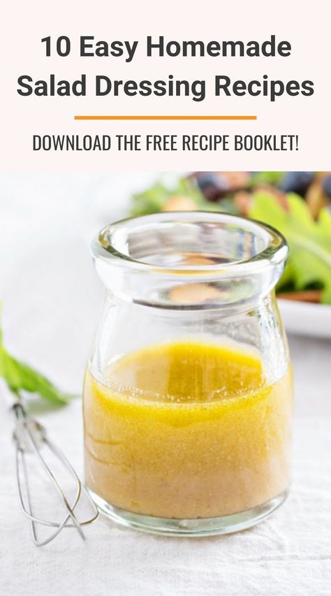 Top 10 Salad Dressing Recipes (New Downloadable PDF!) | Give your salads a healthy makeover with these easy recipes for homemade dressings and vinaigrettes! Download the free printable recipe booklet and you’ll always have fresh homemade salad dressings on hand. | CookSmarts.com Basil Dressing Recipe, Lemon Vinaigrette Dressing, White Balsamic Vinaigrette, Vinaigrette Dressing Recipe, Balsamic Vinaigrette Dressing, White Balsamic, Vinaigrette Salad, Salad Dressing Recipes Homemade, White Balsamic Vinegar