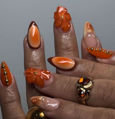 THE LA TECH | • • • • #xlnails #gelx #nails #nailsnailsnails #inglewoodnailtech #simplenails #frenchtipnails #nailart #chromenails #licensednailtech… | Instagram Orange Themed Nails, Loud Nails, Orange Nails Ideas, Nail Art Orange, Classy Acrylic Nails, Almond Nails Designs, Crazy Nails, Really Cute Nails, Glam Nails