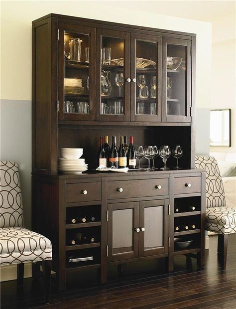 Modern Dining Room Hutch, Modern Dining Room Cabinet, Rooms Simple, Modern China Cabinet, Crockery Cabinet Design, China Cabinet Bar, Dining Room Simple, Crockery Cabinet, Crockery Unit Design