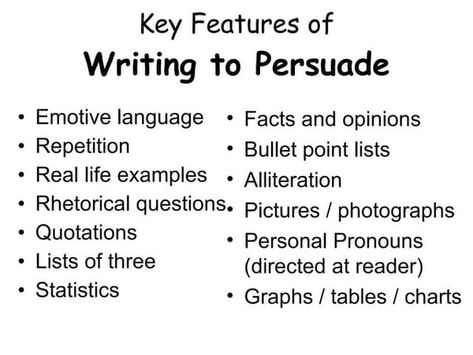 Persuasive Texts: The language of persuasion by Jeni Mawter Emotive Language, Persuasive Writing Examples, Persuasive Writing Techniques, Rhetorical Questions, Persuasive Texts, Language Techniques, Persuasive Language, Direct Quotes, Anime Lifestyle