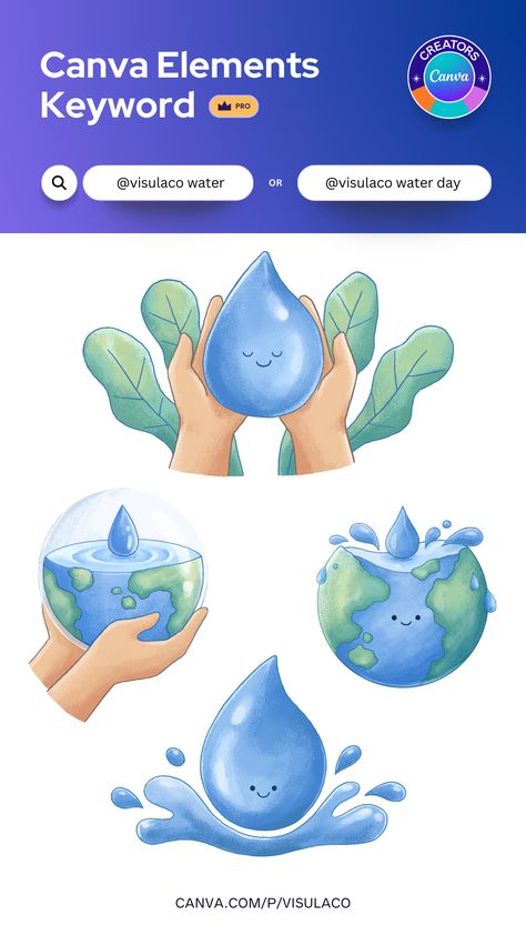 Use World water day illustration canva elements for your next design in Canva! Free to use for Canva Pro subscribers. Find using keyword | #canva #elements #keyword #canvaelements #canvaelementskeyword #design #graphic Canva Elements Keyword Social Media, Water Canva Element, Canvas Poster Design, Canva Free Elements Keyword, Canva Graphics Design, Canva Elements Keyword Free, Canva Elements Free, Canva Posters, Canva Keywords Elements