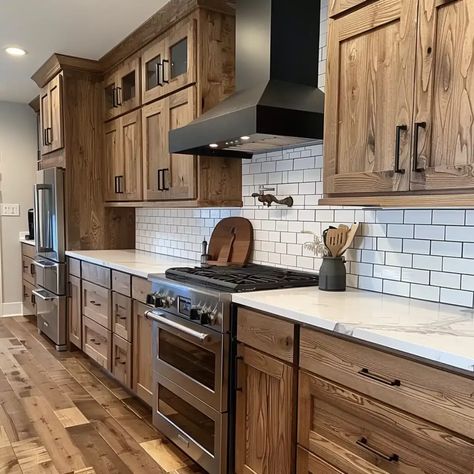 Oak Kitchen Cabinet, Knotty Alder Kitchen, White Oak Kitchen Cabinets, Alder Kitchen Cabinets, White Oak Cabinets, Pantry Door Ideas, Hickory Kitchen Cabinets, Stained Kitchen Cabinets, White Oak Kitchen