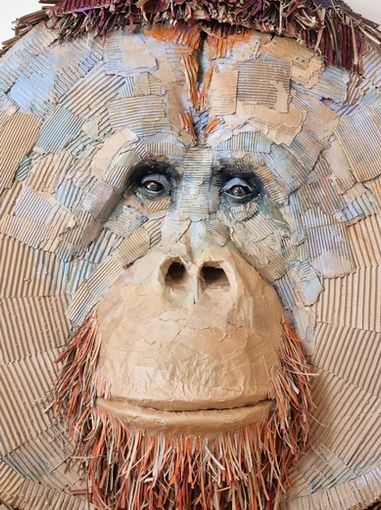 Josh Gluckstein Artist | Cardboard Portrait Home Decor, Expressive Portraits, Cardboard Animals, Animal Art Projects, Paper Mache Animals, Cardboard Sculpture, Colossal Art, Recycled Cardboard, Cardboard Art